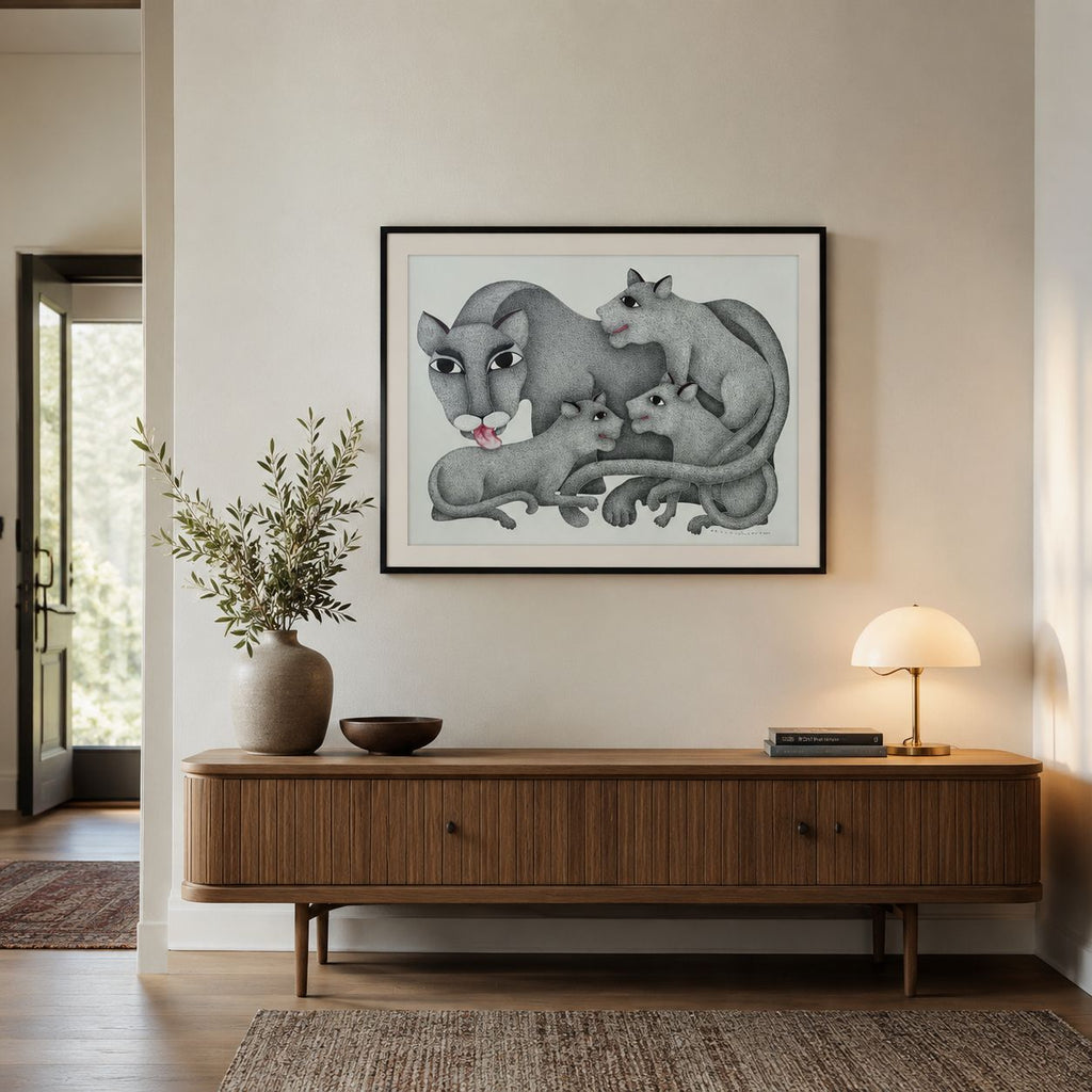 Gond - Tiger Family in Gond
