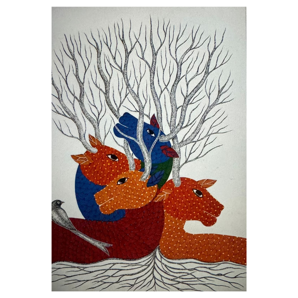 Gond - Deers with Tree of Life