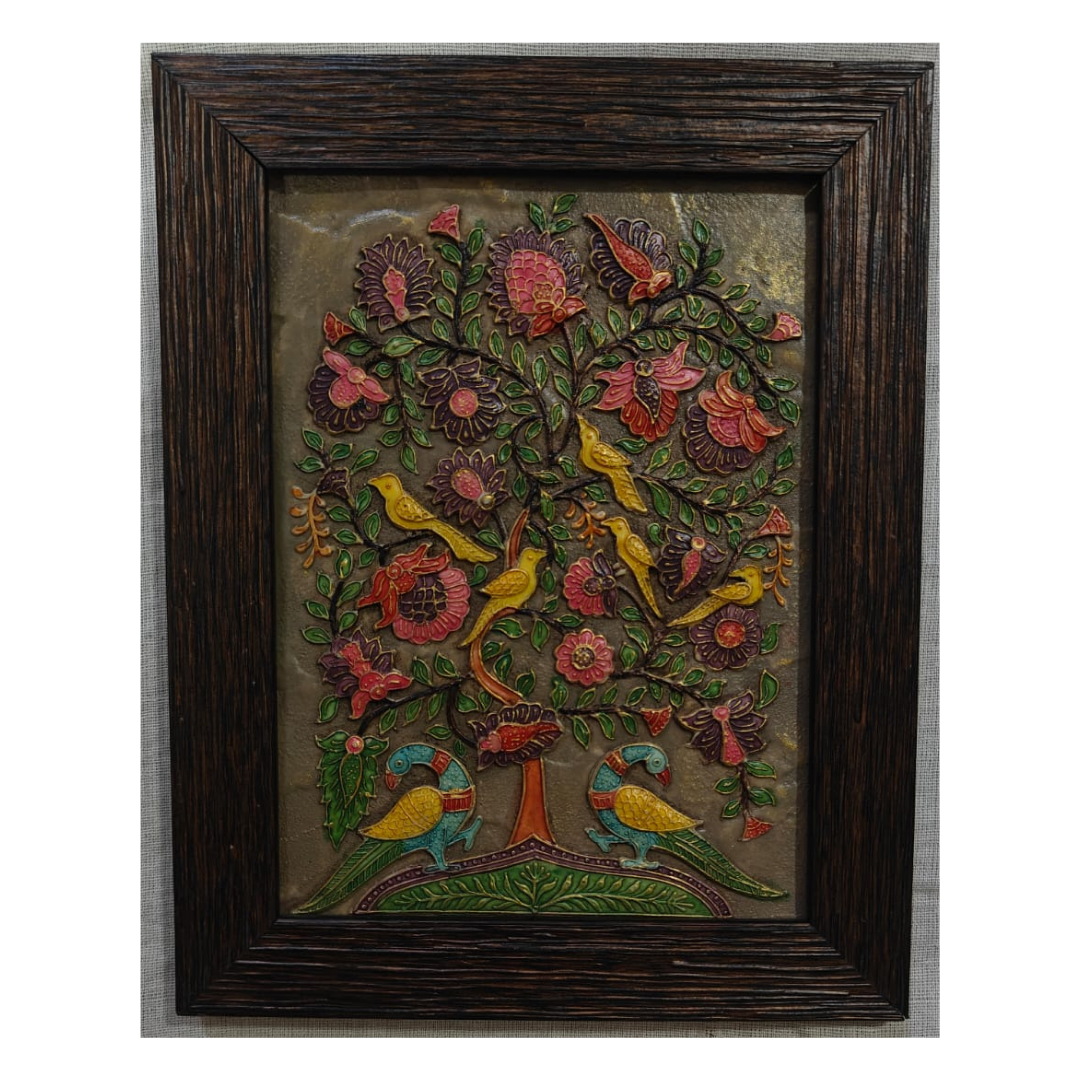 Stone Dust Painting – Tree of Life with Seven Birds