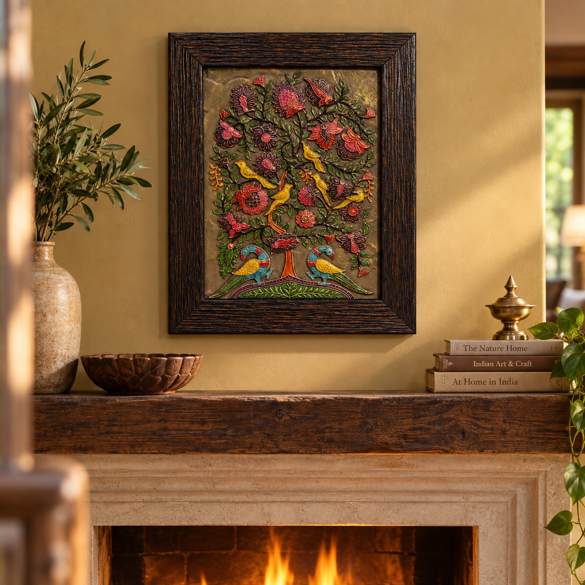 Stone Dust Painting – Tree of Life with Seven Birds