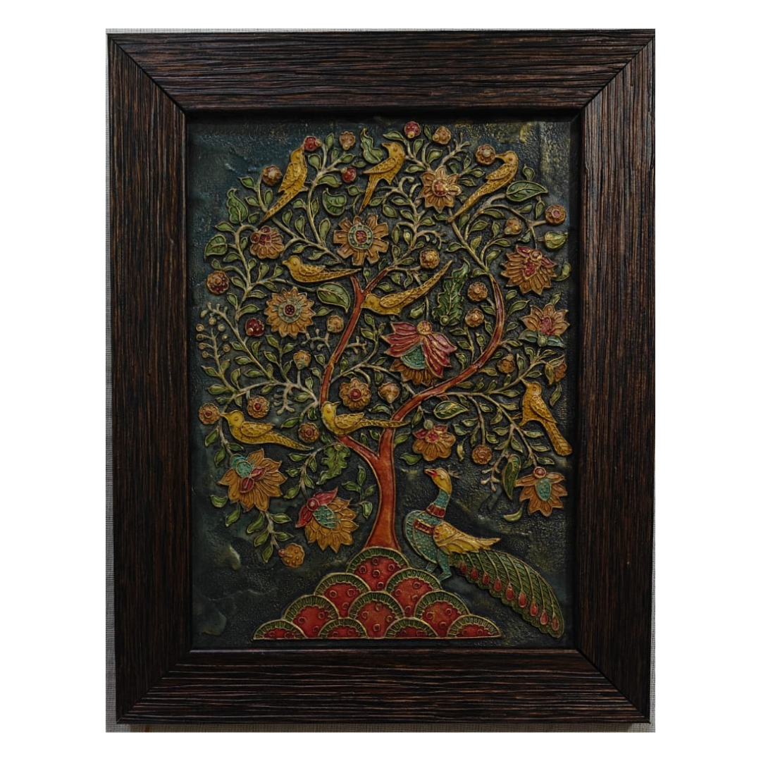 Stone Dust Painting – Tree of Life with Nine Birds