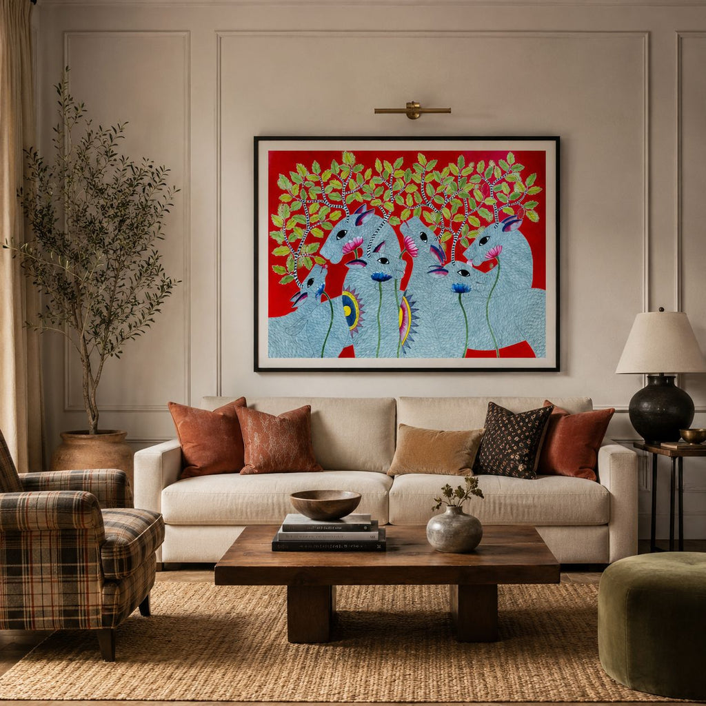 Gond - Deers with Tree of Life