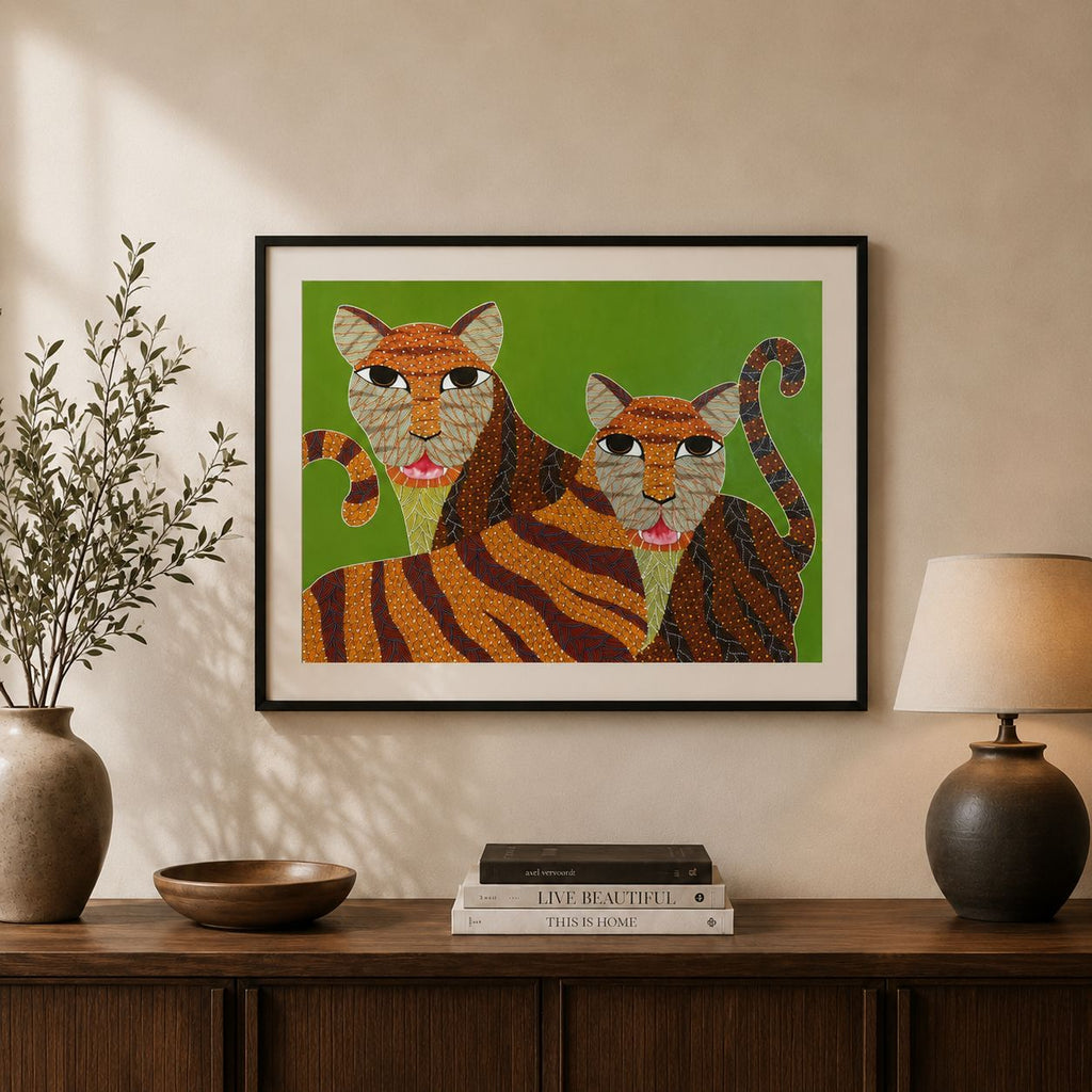 Gond - Tiger Family in Gond