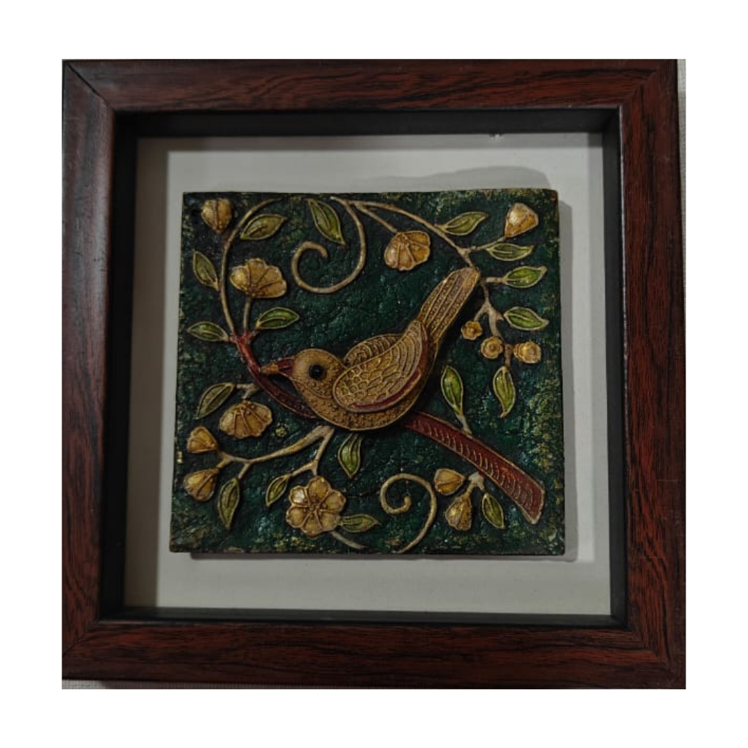Stone Dust Painting – Bird on a Floral Branch