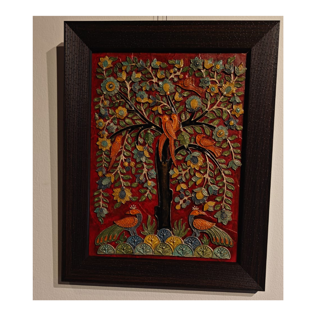 Stone Dust Painting – Tree of Life with Seven Birds