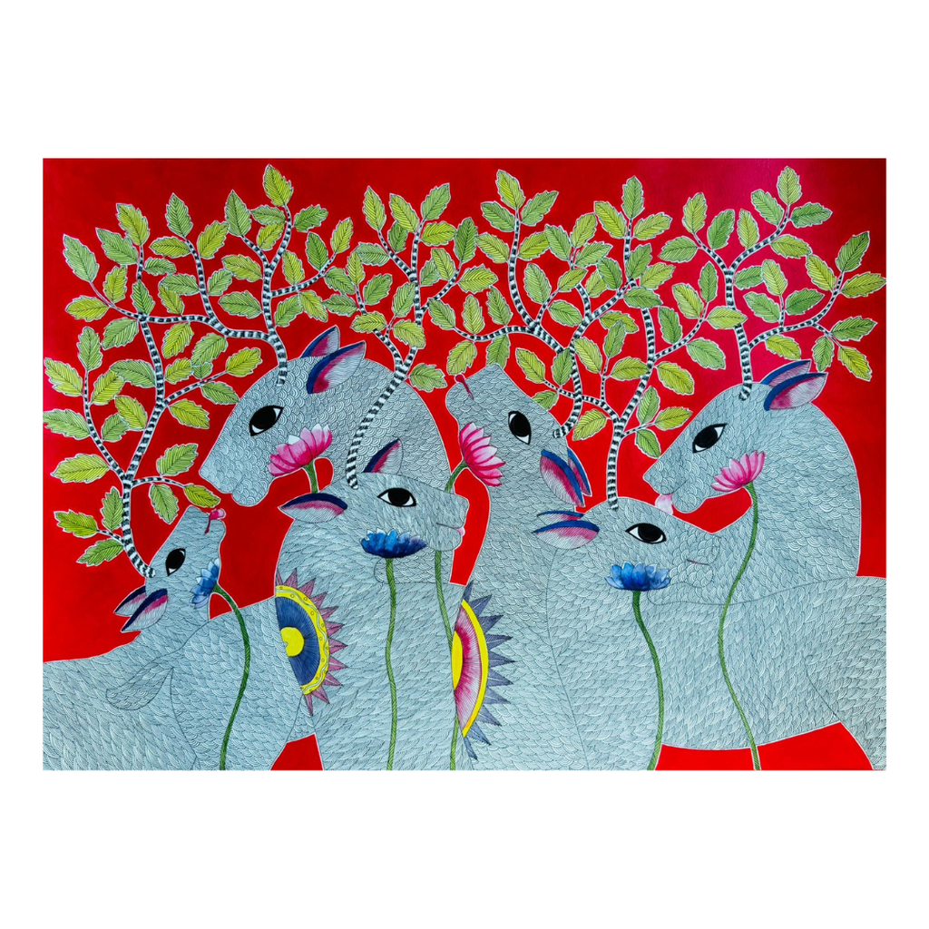 Gond - Deers with Tree of Life