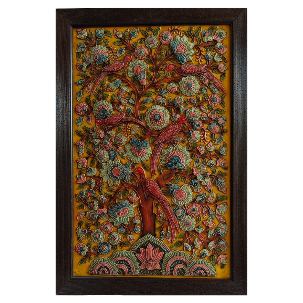 Stone Dust Painting – Flowering Tree with Birds