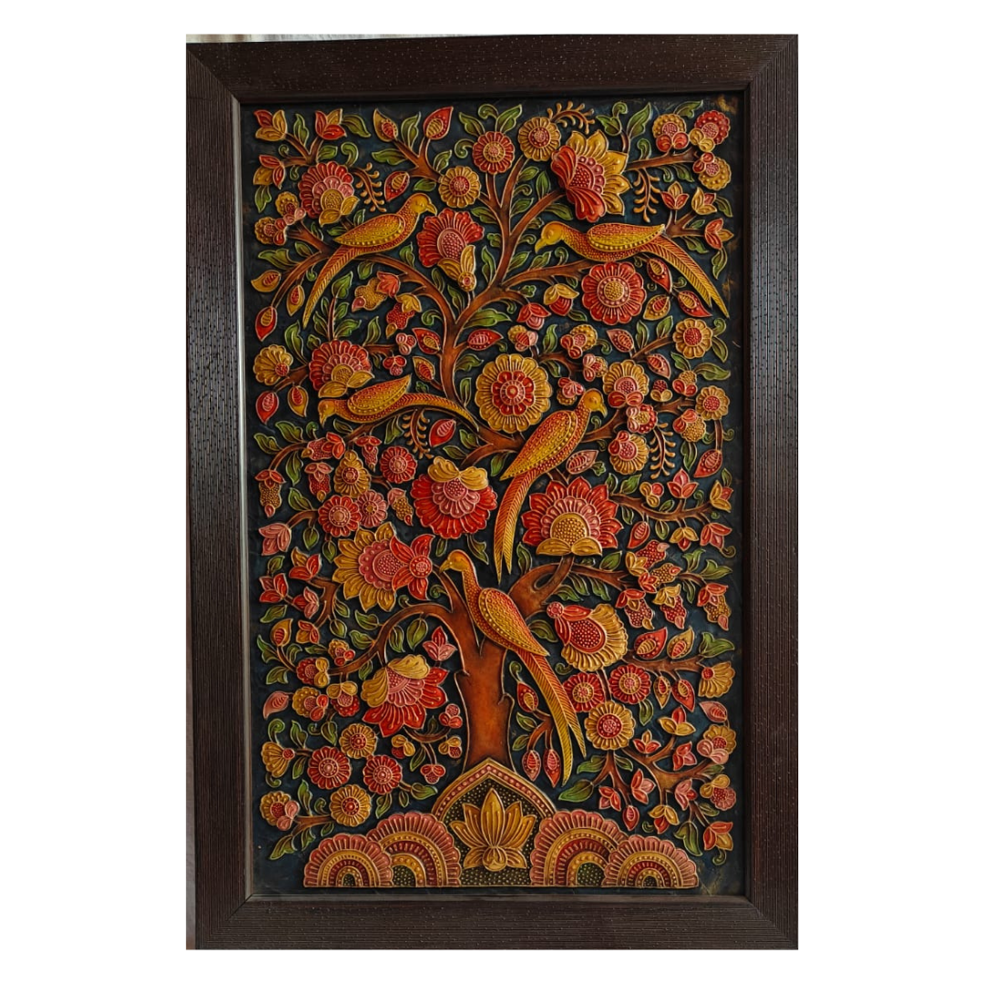 Stone Dust Painting – Flowering Tree with Birds