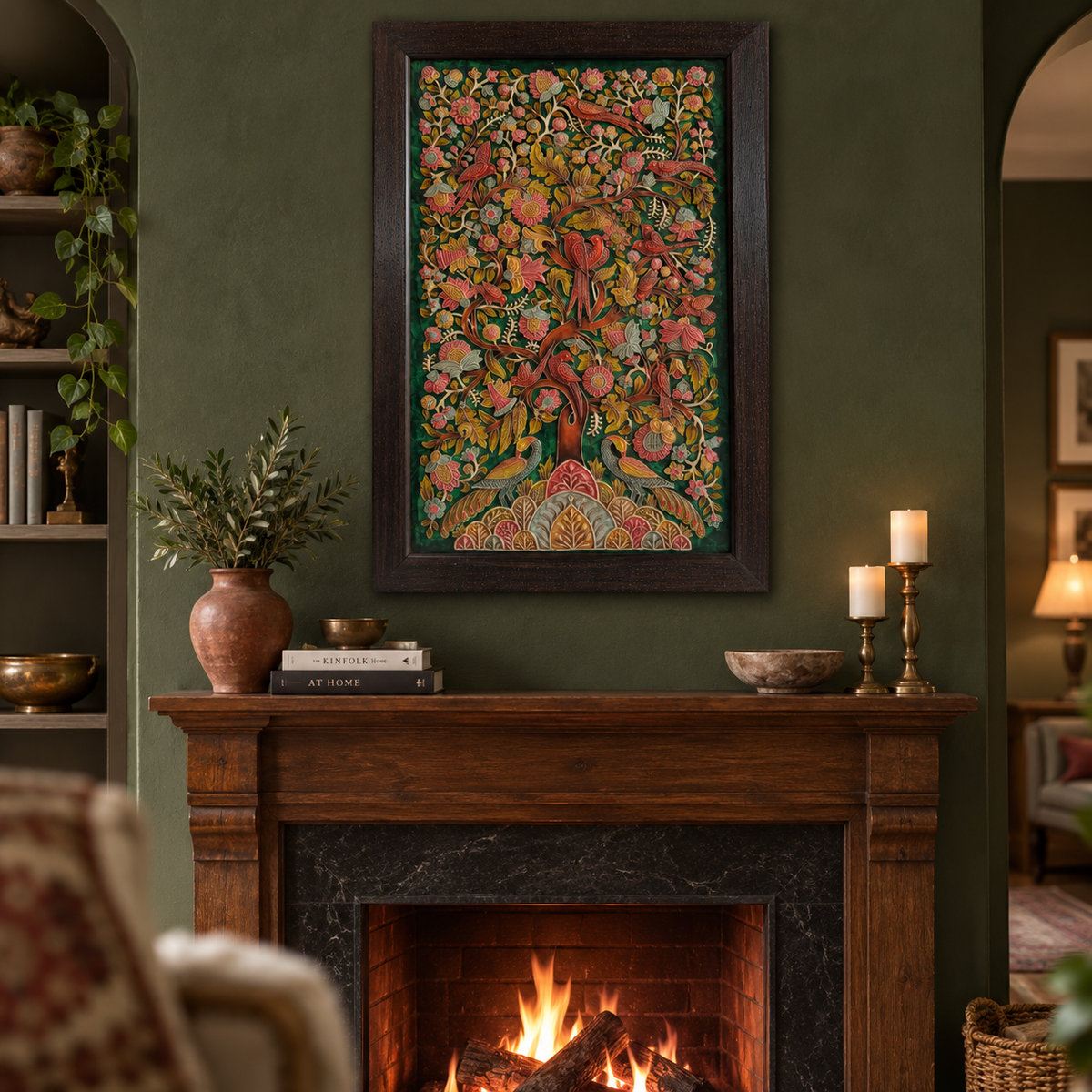 Stone Dust Painting – Ornamental Tree of Birds