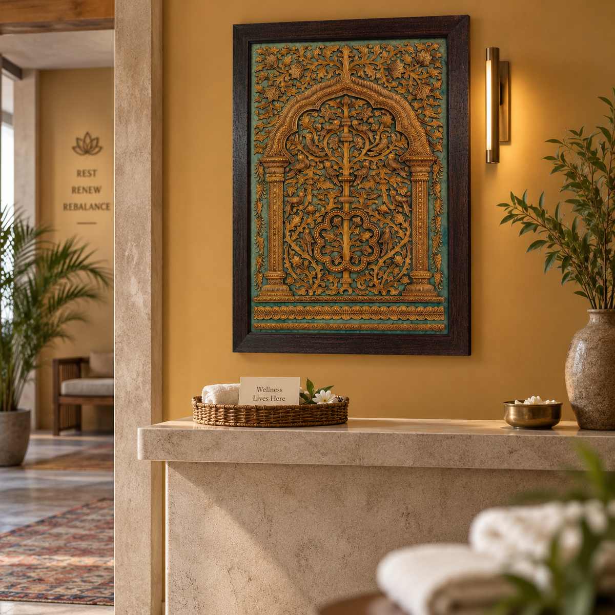 Stone Dust Painting – Ornamental Floral Arch