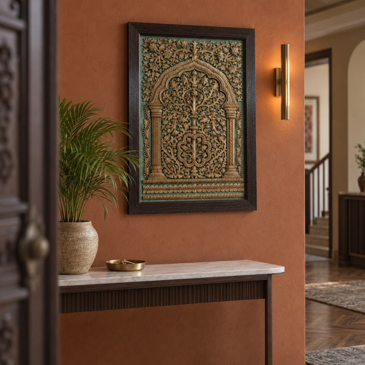 Stone Dust Painting – Ornamental Floral Arch