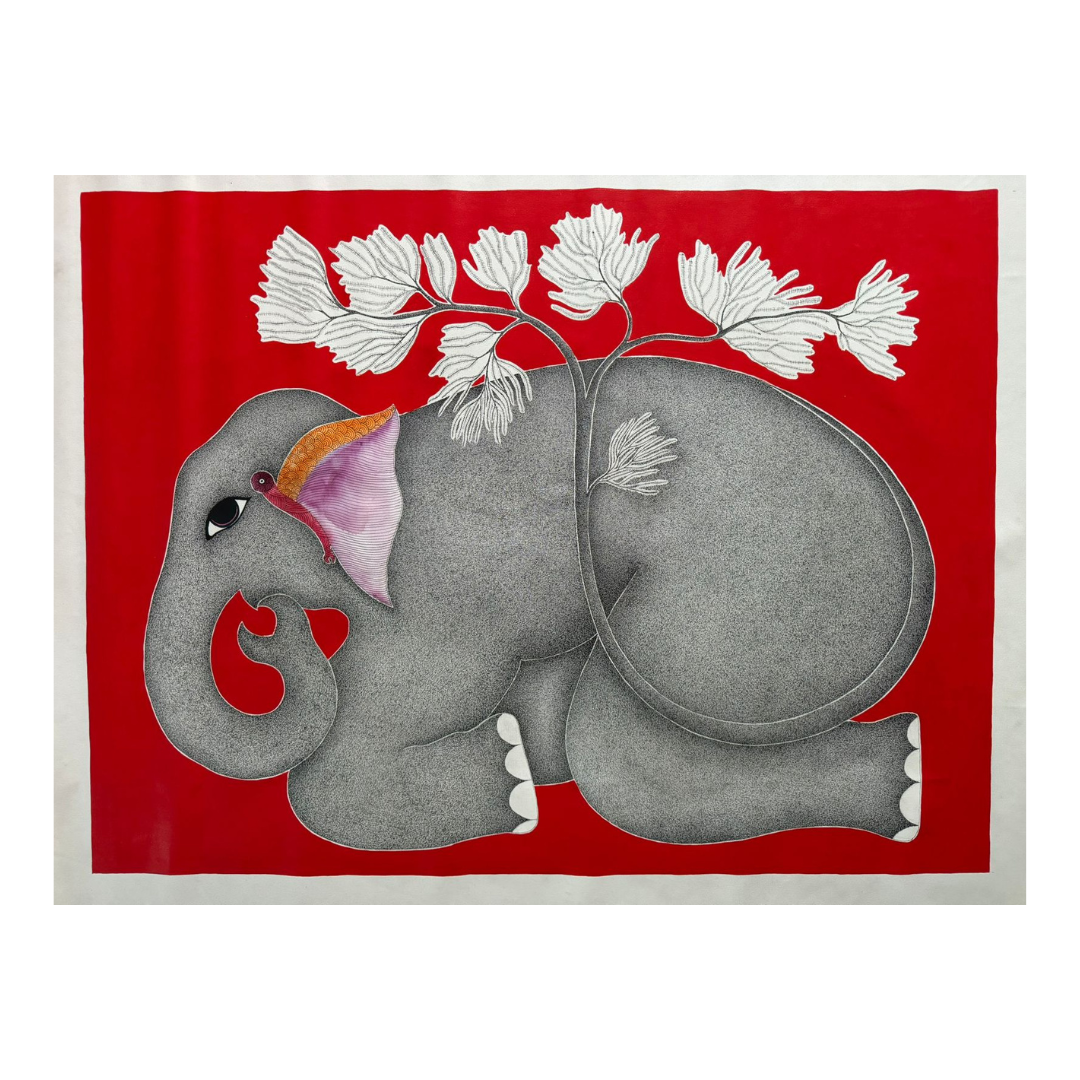 Gond - Elephant in Gond Art