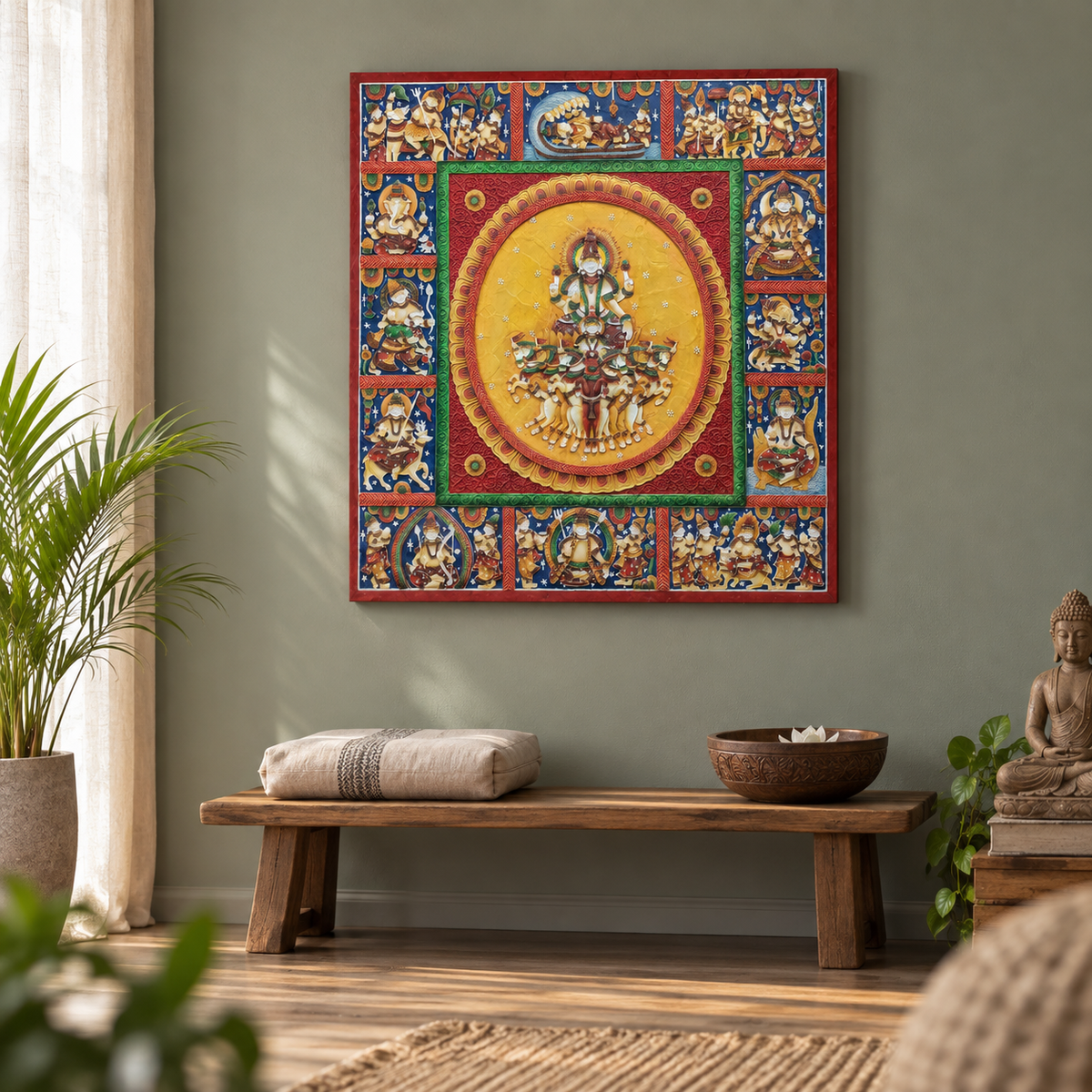Stone Dust Painting – Surya Dev with the Seven-Horse Chariot