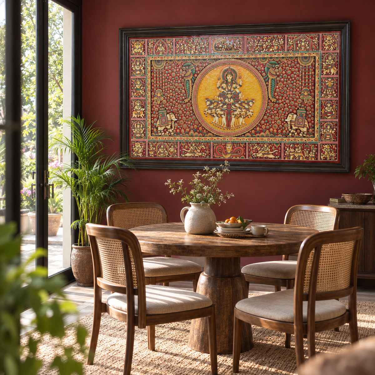 Stone Dust Painting – Surya Dev with Seven-Horse Chariot