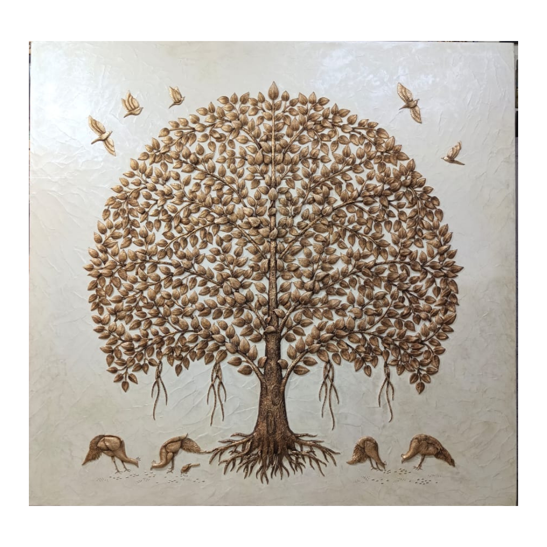 Stone Dust Painting – Tree of Life with Birds