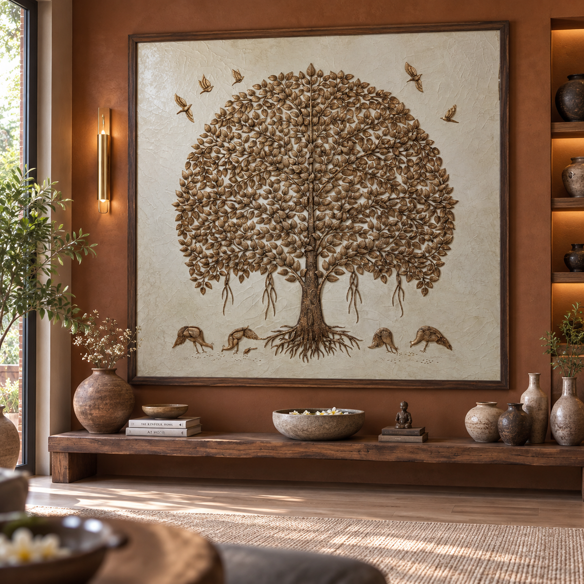 Stone Dust Painting – Tree of Life with Birds