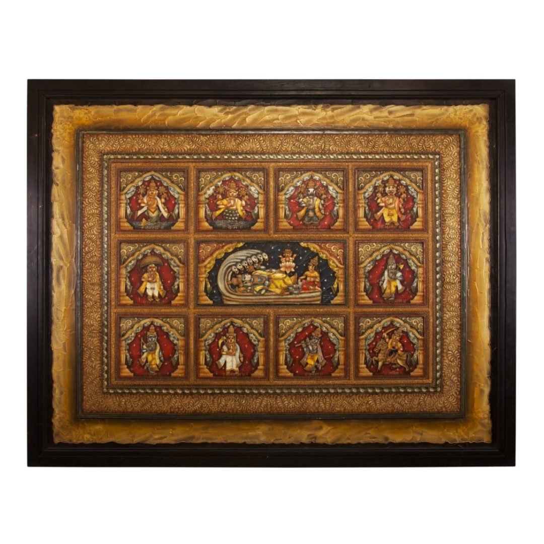 Stone Dust Painting – Lord Vishnu with Dashavatara