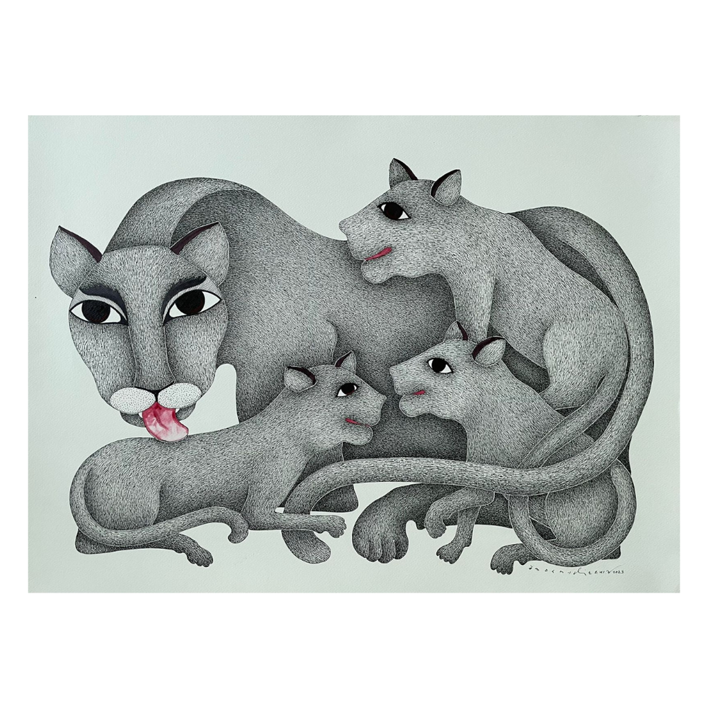 Gond - Tiger Family in Gond