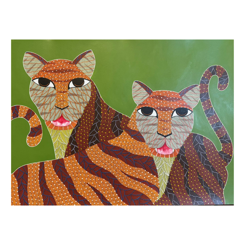 Gond - Tiger Family in Gond