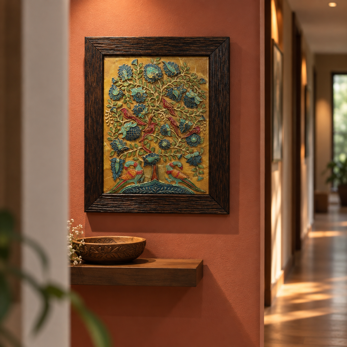 Stone Dust Painting – Tree of Life with Seven Birds