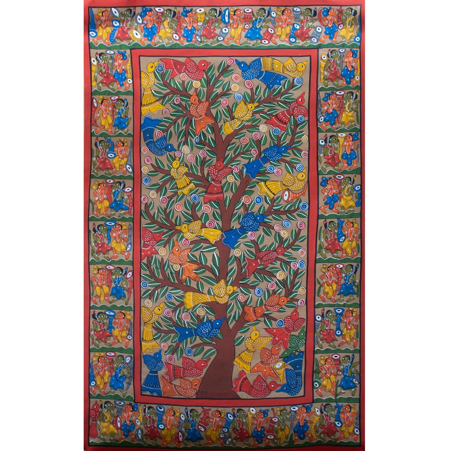 Bengal Pattachitra - Tree of life and tribal life
