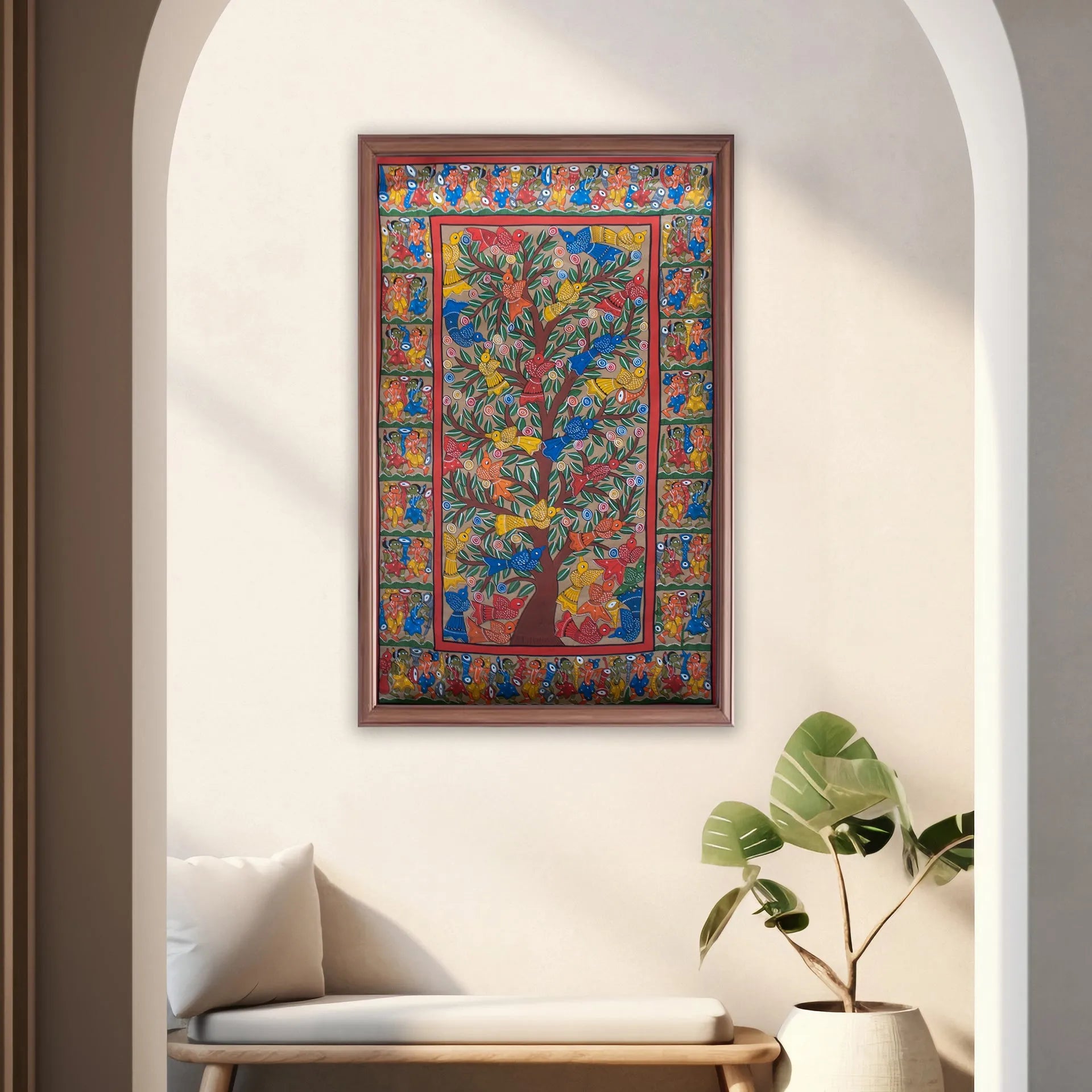 Bengal Pattachitra - Tree of life and tribal life
