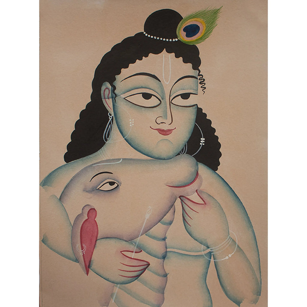 Kalighat - Sri Krishna with cow