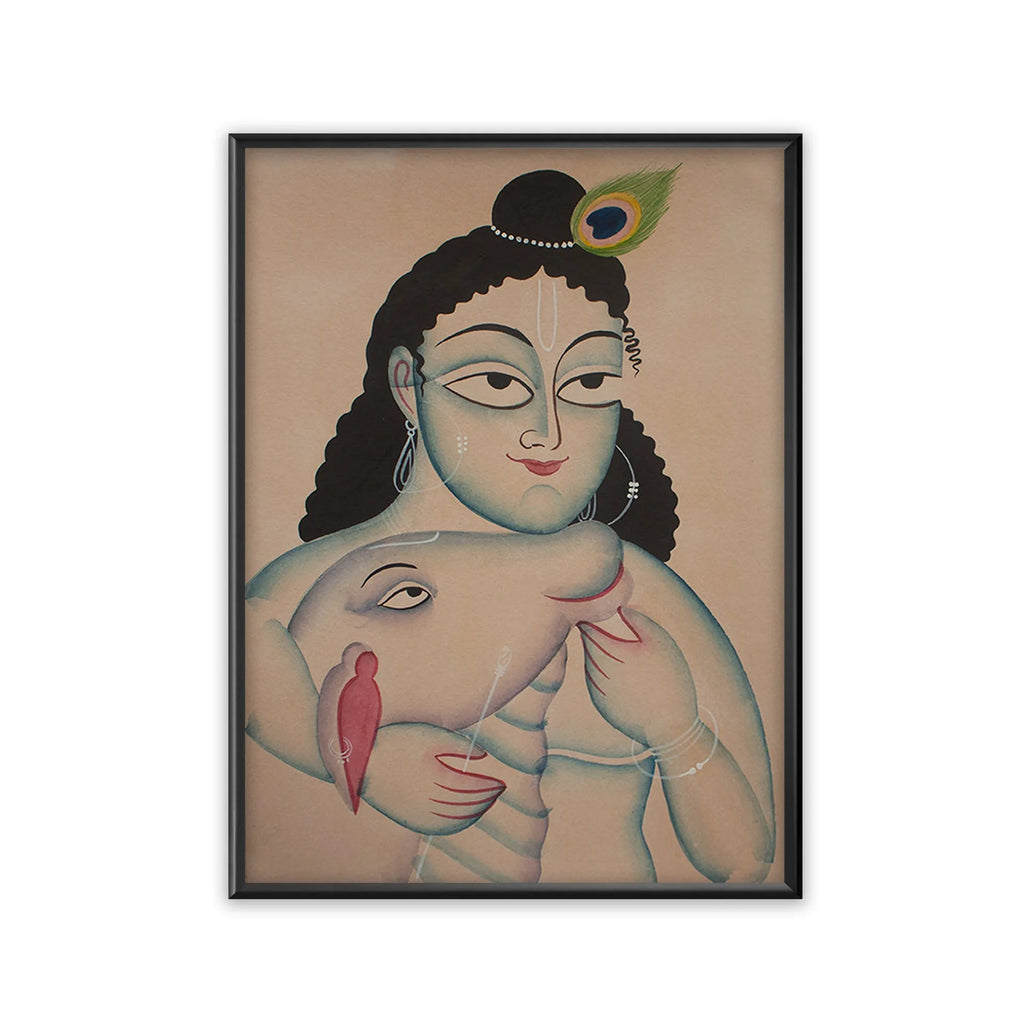 Kalighat - Sri Krishna with cow