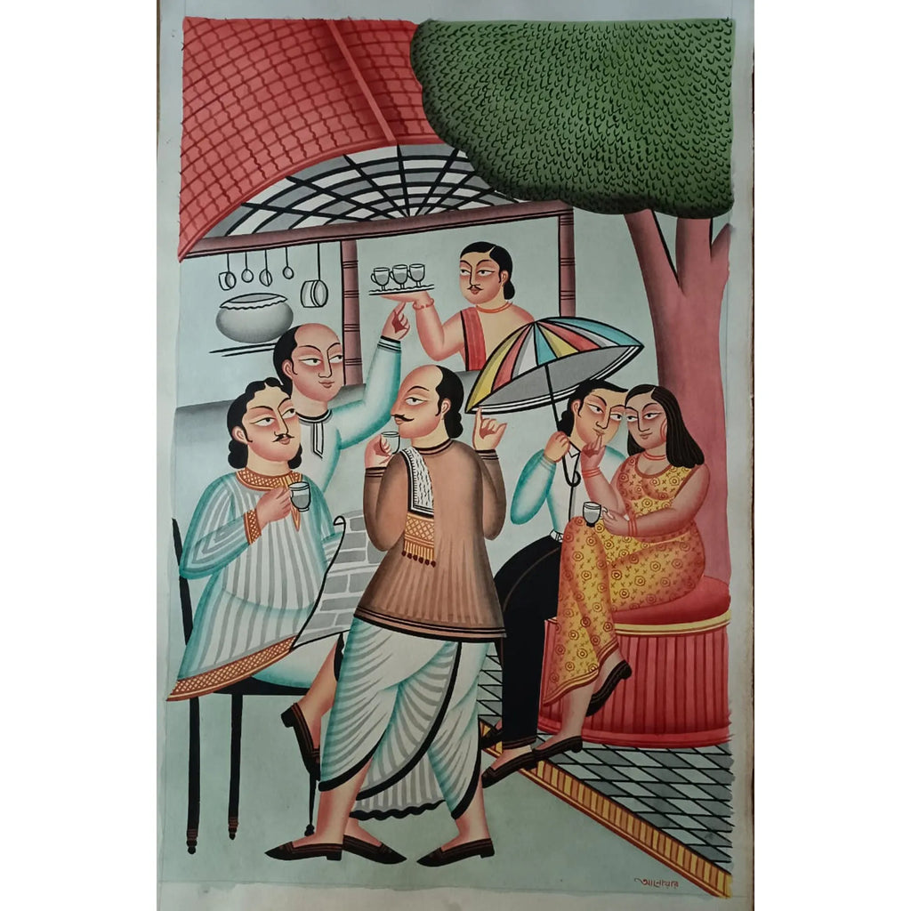 Kalighat - Mohalla tea stall, older people feel jealous of young couple