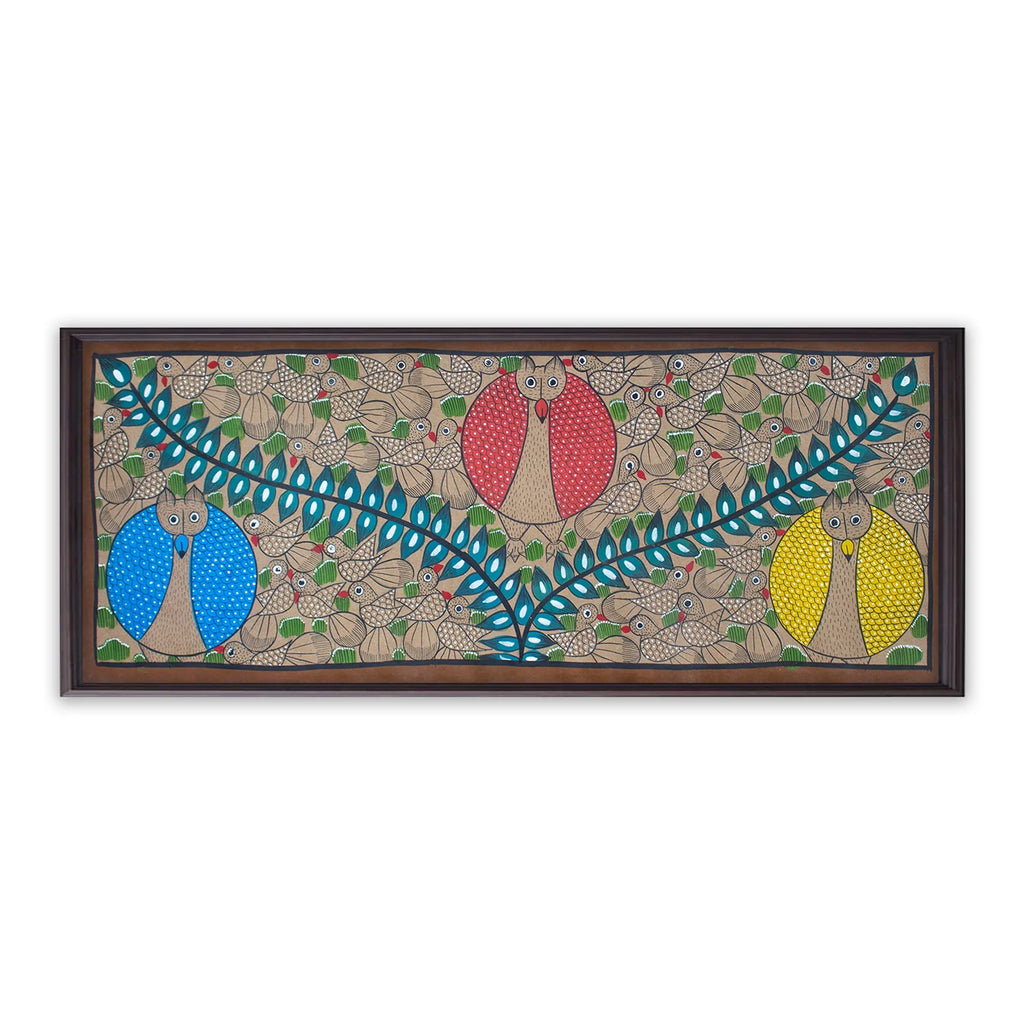Bengal Pattachitra - Owls and birds