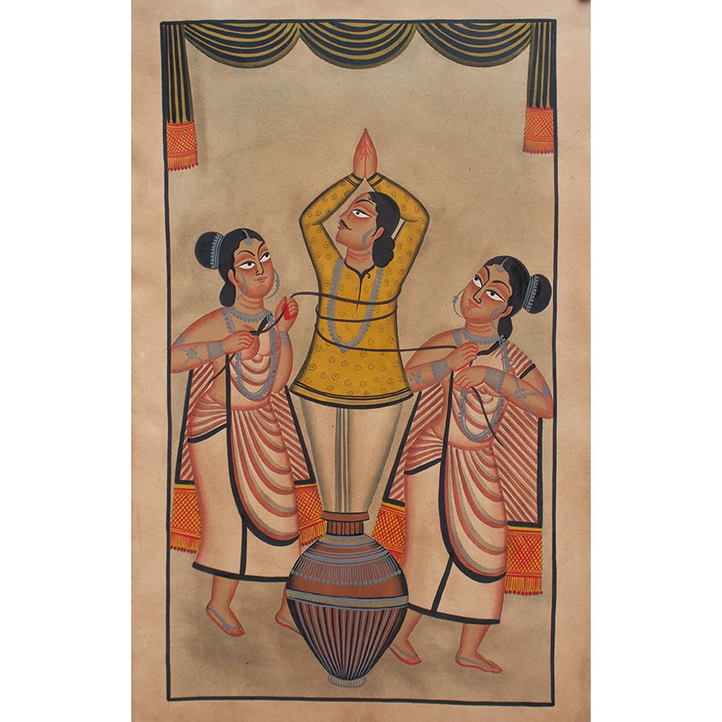 Kalighat - Babu Biwi- Husband with two wiives