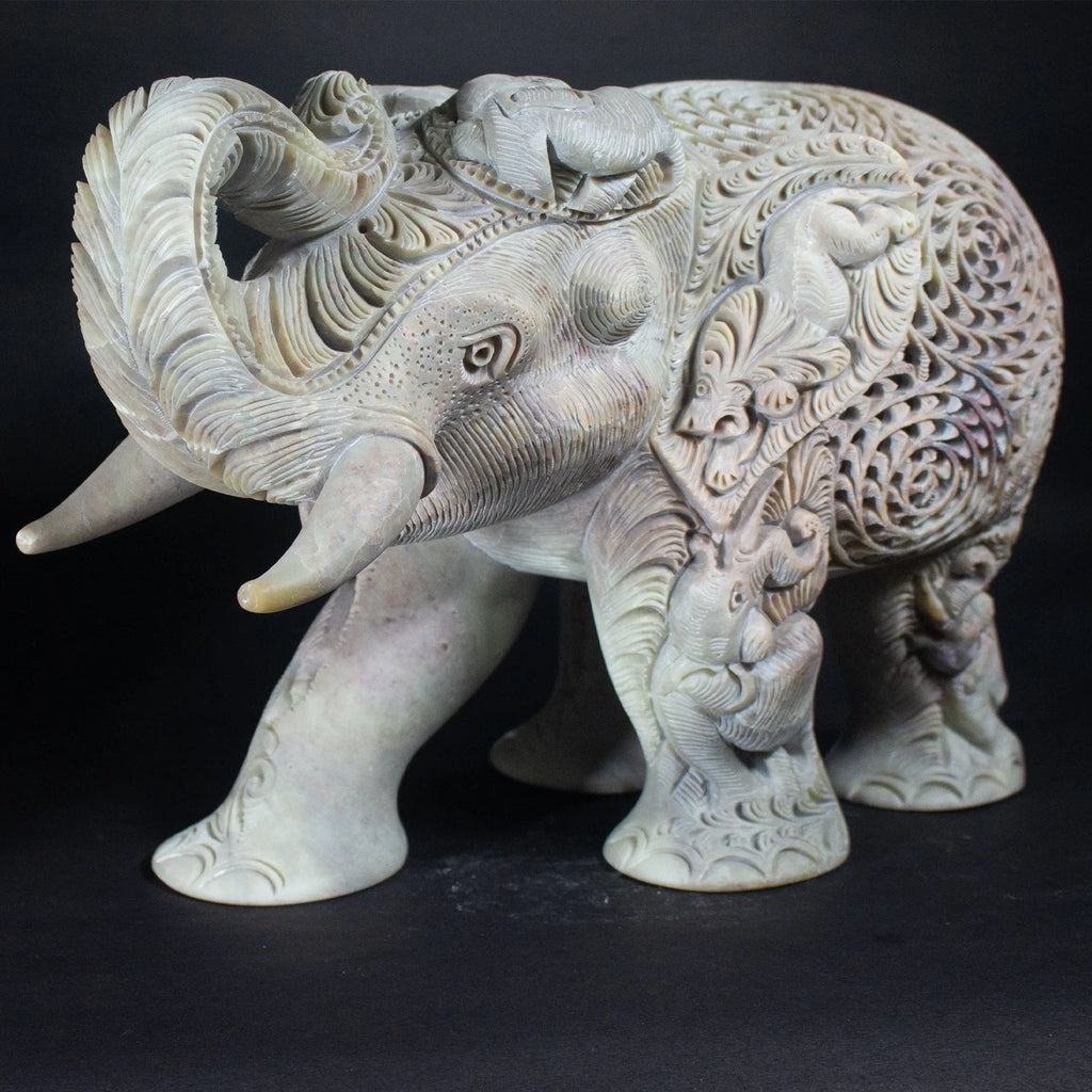 Varanasi Soft Stone Jali - Elephant with up trunk