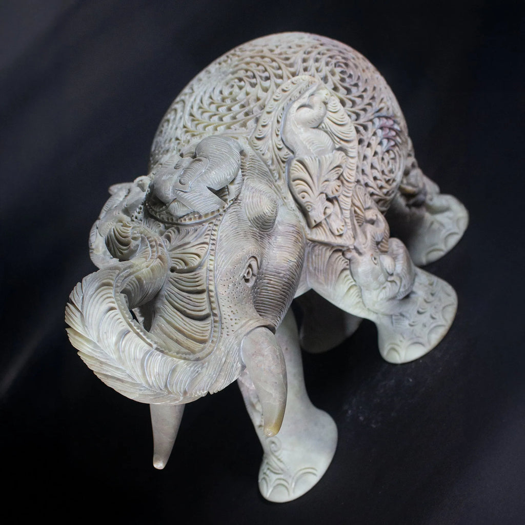 Varanasi Soft Stone Jali - Elephant with up trunk