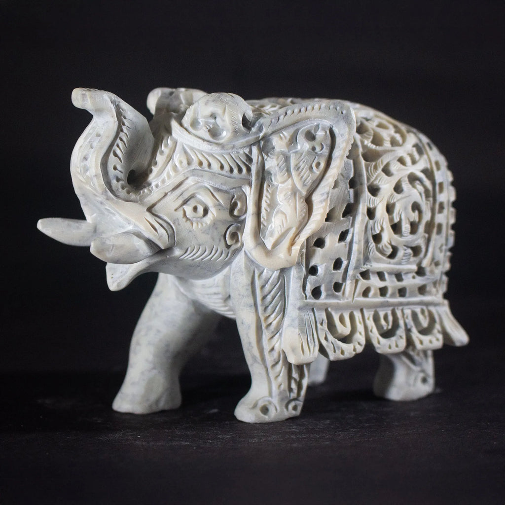 Varanasi Soft Stone Jali - Elephant with up trunk