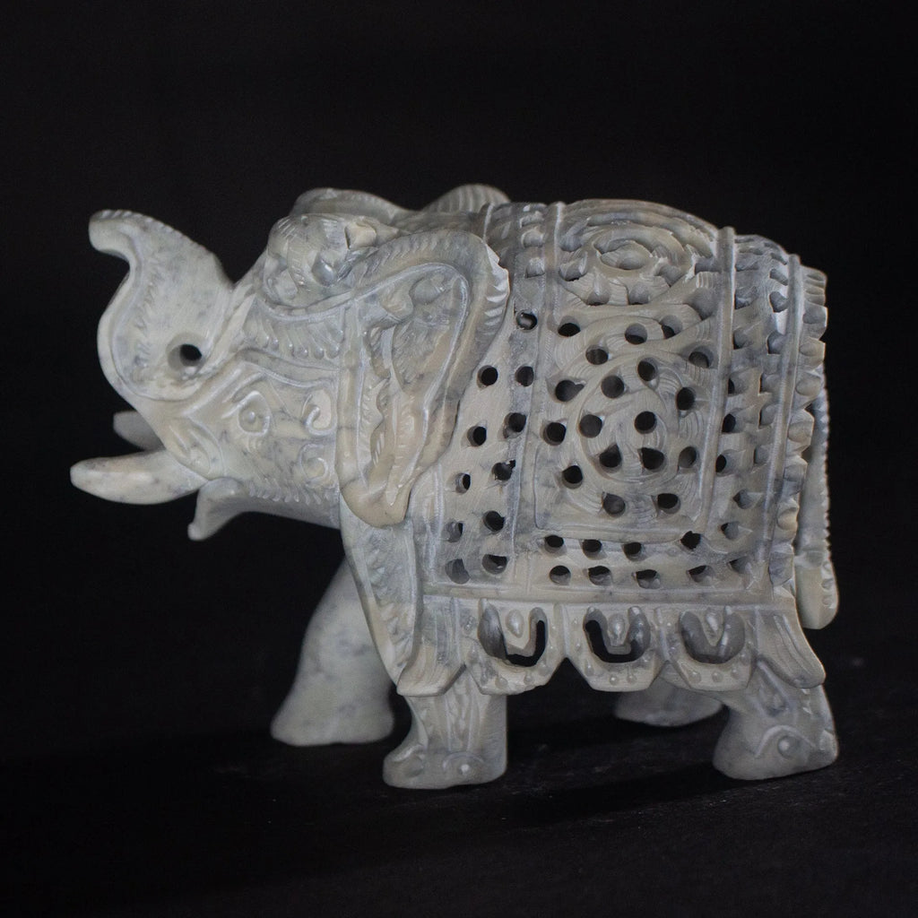 Varanasi Soft Stone Jali - Elephant with up trunk