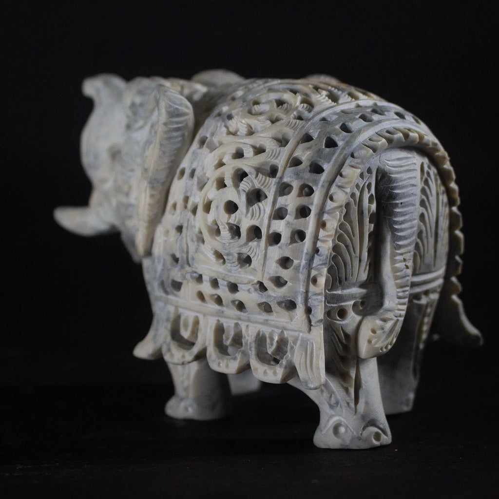 Varanasi Soft Stone Jali - Elephant with up trunk