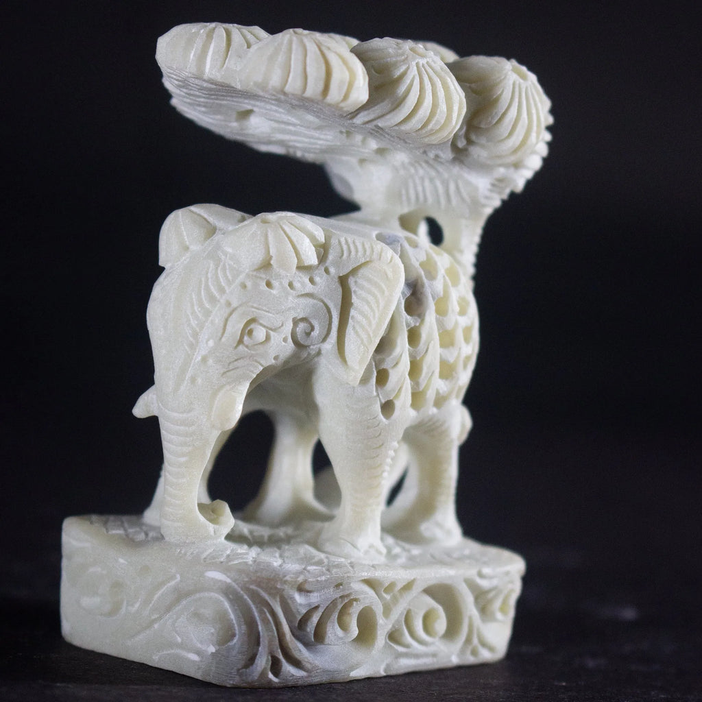 Varanasi Soft Stone Jali - Elephant under tree