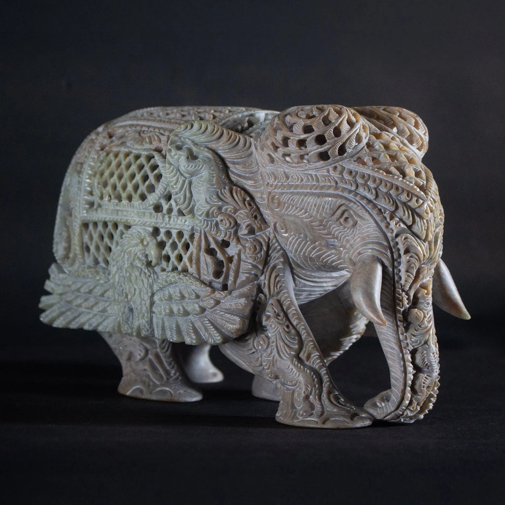Varanasi Soft Stone Jali - Elephant with Eagle