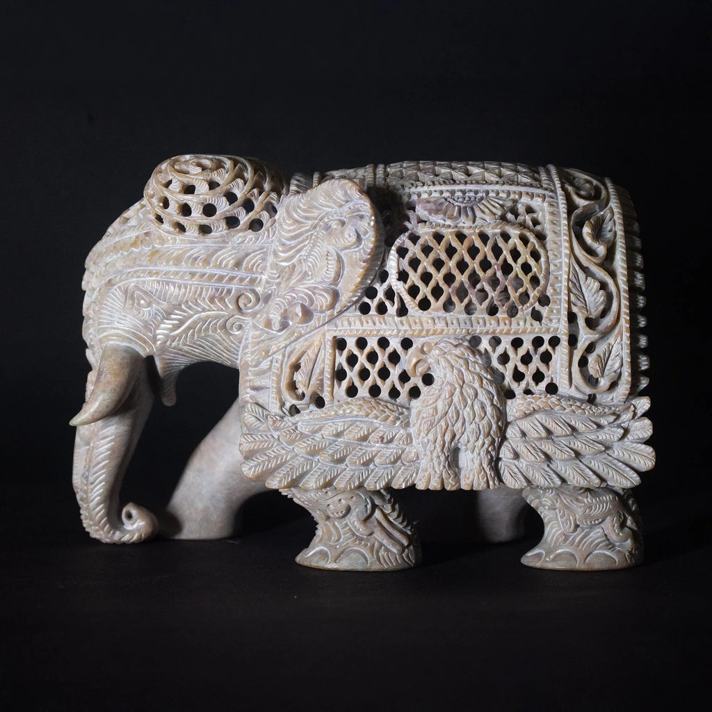 Varanasi Soft Stone Jali - Elephant with Eagle