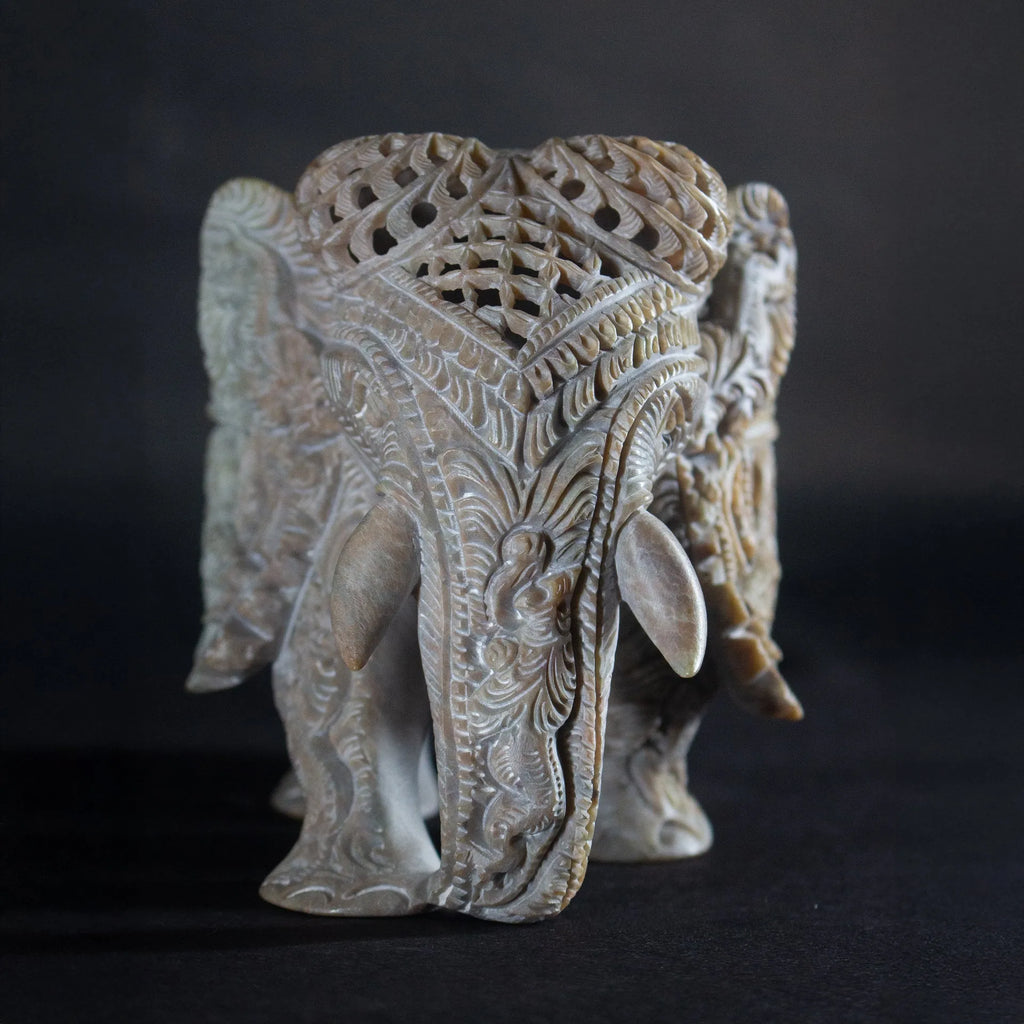 Varanasi Soft Stone Jali - Elephant with Eagle