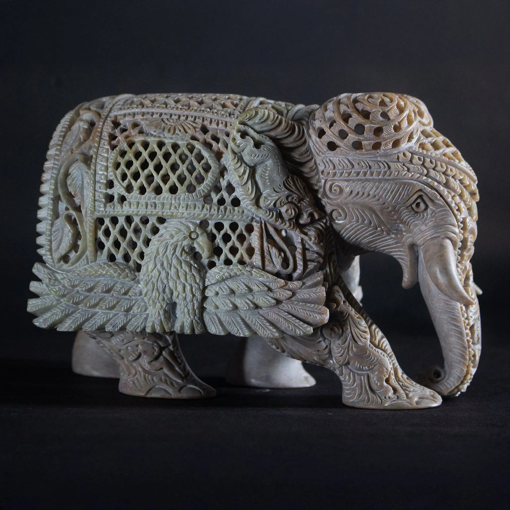 Varanasi Soft Stone Jali - Elephant with Eagle