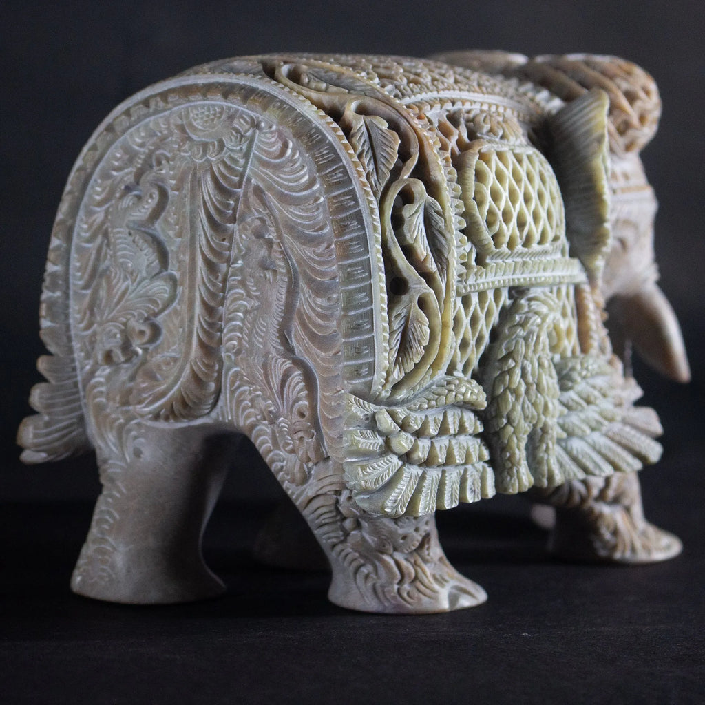 Varanasi Soft Stone Jali - Elephant with Eagle