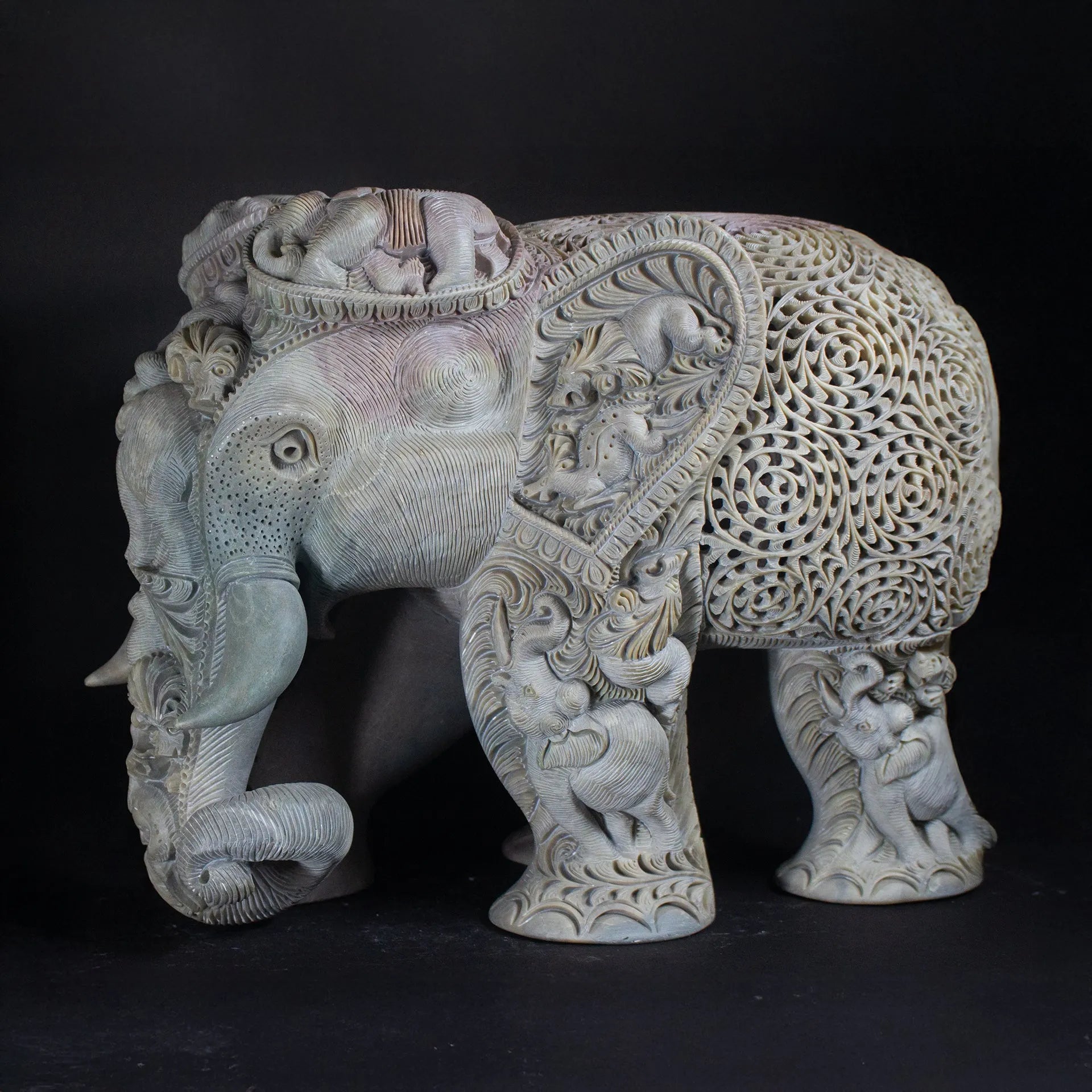 Varanasi Soft Stone Jali - Elephant