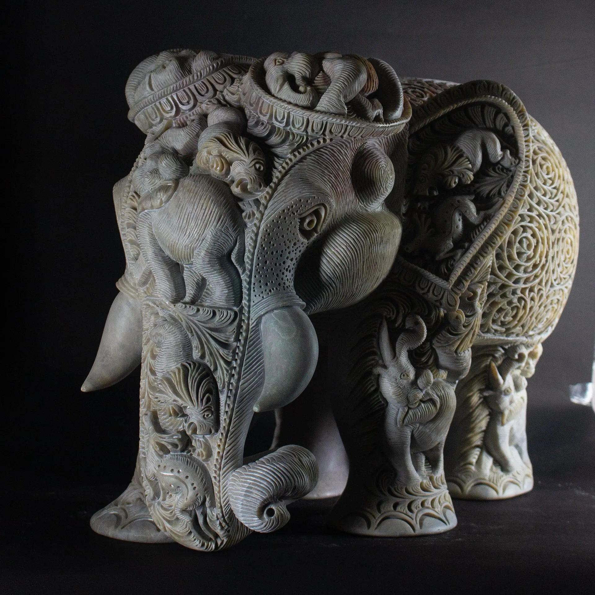 Varanasi Soft Stone Jali - Elephant