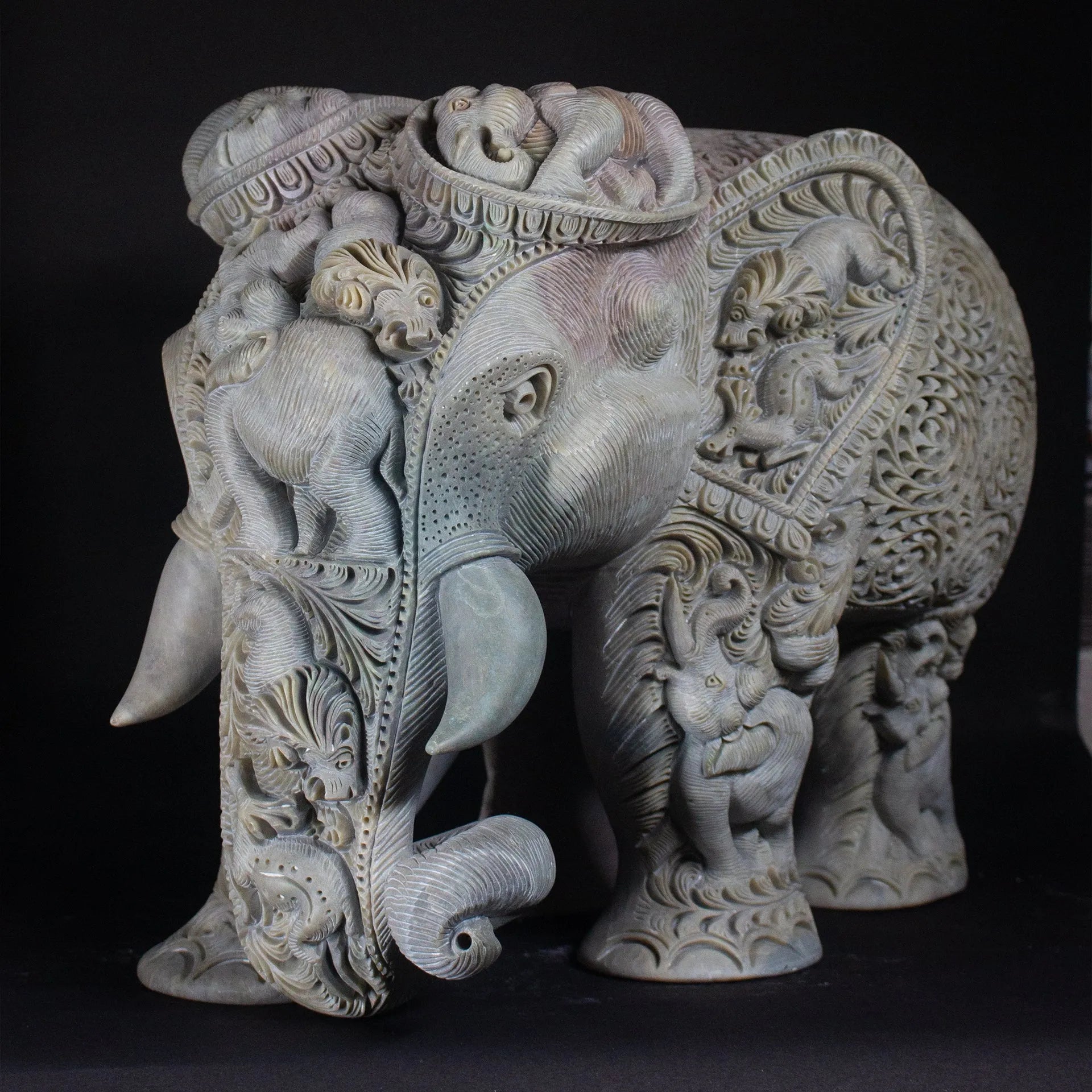 Varanasi Soft Stone Jali - Elephant