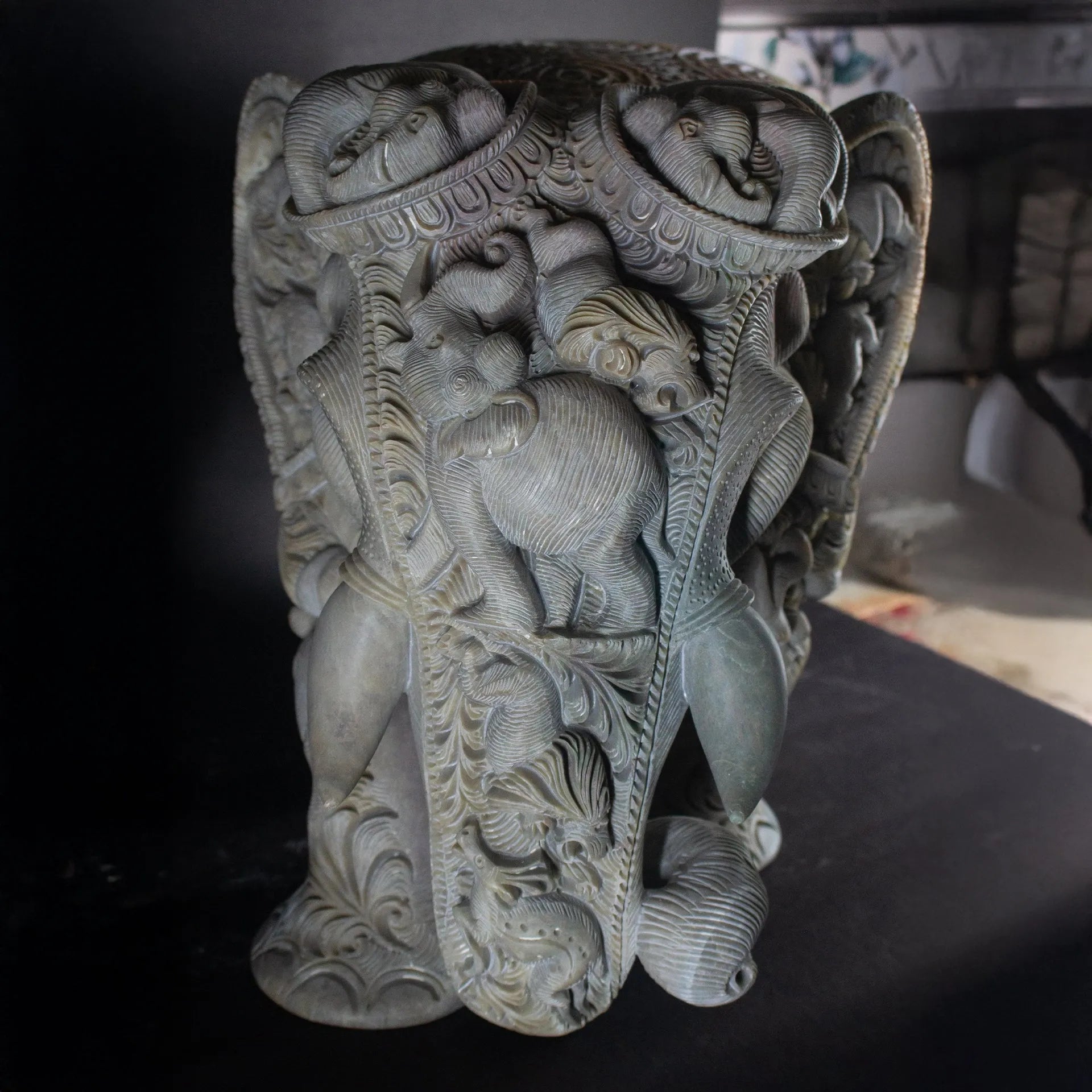 Varanasi Soft Stone Jali - Elephant