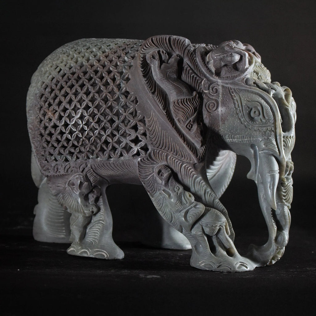 Varanasi Soft Stone Jali - Elephant