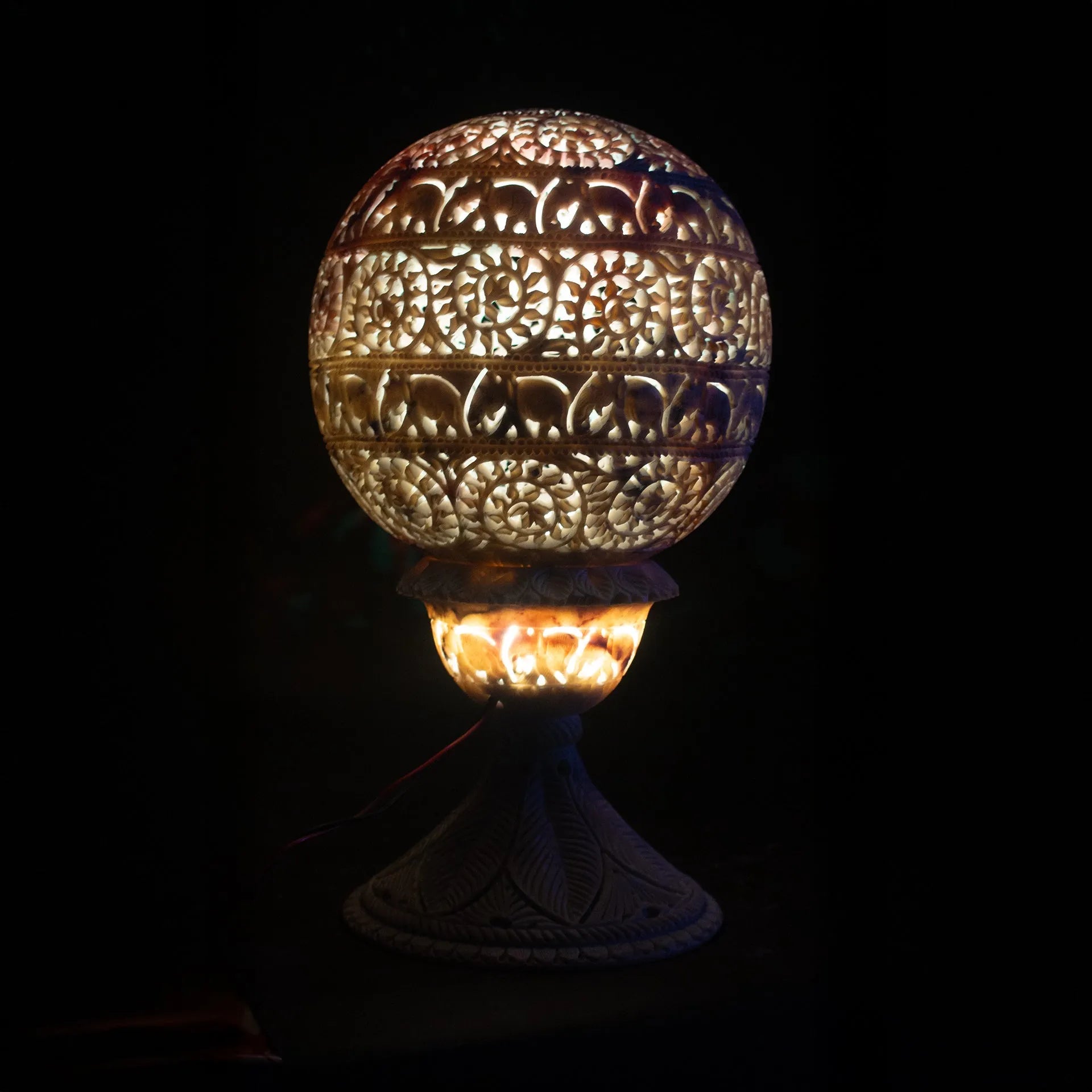 Varanasi Soft Stone Jali - Table Lamp White