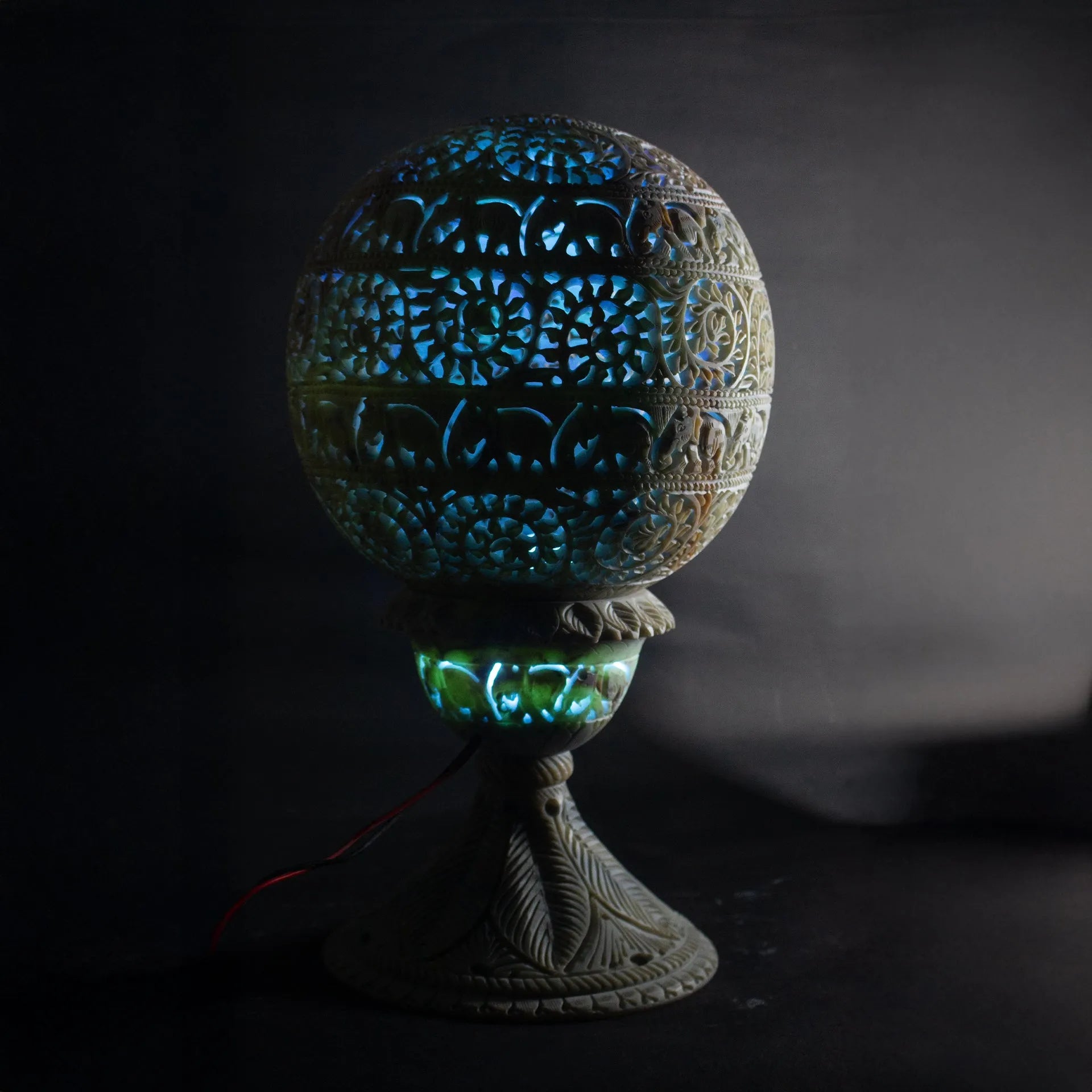 Varanasi Soft Stone Jali - Table Lamp Blue