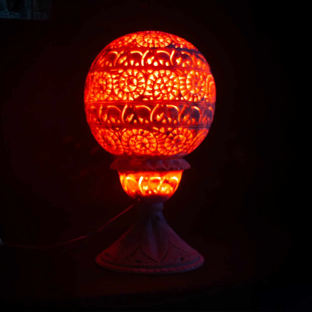 Varanasi Soft Stone Jali - Table Lamp White